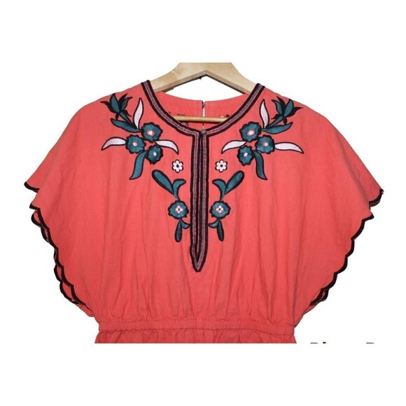 FREE PEOPLE EMBROIDERED FLORAL JUMSUIT SOPHIA BOHO ROMPER SUMMER BUTTERFLY Sz. S - Picture 4 of 11